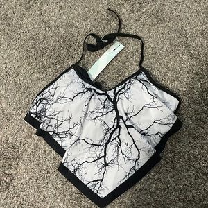 Halter black and white bathing suit top